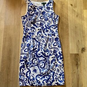 Ralph Lauren 100% Cotton Patterned Dress Size 10
